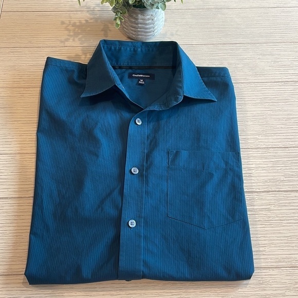 CROFT&BARROW MEN Shirts Casual Button Down Shirts Blue Pin Stripe Medium - Picture 2 of 13